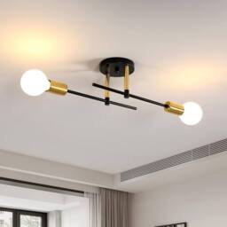 COMELY Sputnik Ceiling Light, E27 2 Lights Industrial Chandelier in Black