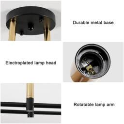 COMELY Sputnik Ceiling Light, E27 2 Lights Industrial Chandelier in Black - thumbnail 7