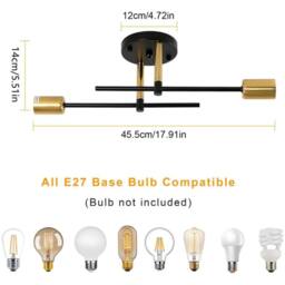 COMELY Sputnik Ceiling Light, E27 2 Lights Industrial Chandelier in Black - thumbnail 6