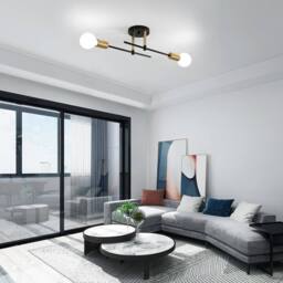 COMELY Sputnik Ceiling Light, E27 2 Lights Industrial Chandelier in Black - thumbnail 4