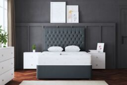 DS Living Seraphine Steel Divan Bed with Headboard in Grey - Size: Small Single - thumbnail 2