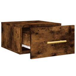 Berkfield Home Wall-mounted Bedside Cabinet Smoked Oak 35x35x20 cm in Brown - Size: 35 x 35 x 20 cm - thumbnail 6
