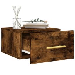 Berkfield Home Wall-mounted Bedside Cabinet Smoked Oak 35x35x20 cm in Brown - Size: 35 x 35 x 20 cm - thumbnail 4
