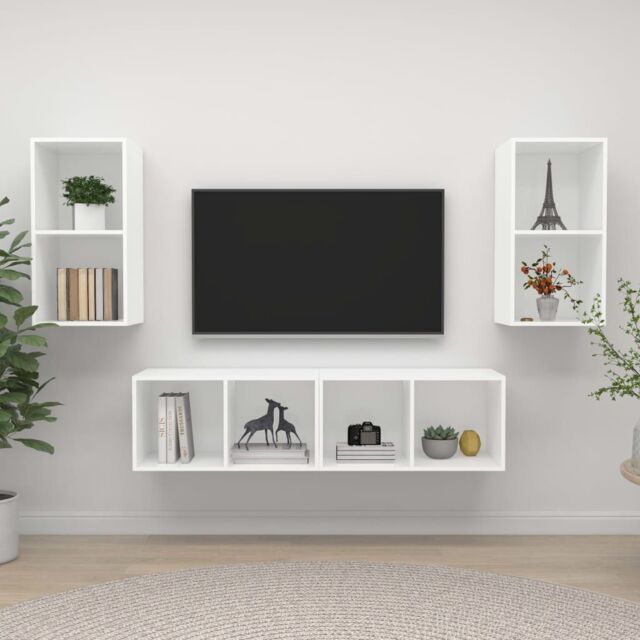 Berkfield Home Wall-mounted TV Cabinets 4 pcs White Engineered Wood - image 1