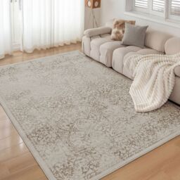 Livabliss Floransa-Vintage Tan Ivory Grey Traditional Boho Living Dining Bedroom Rug - Size: 200 cm x 275 cm