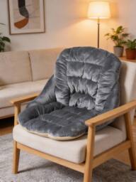 Living and Home Soft Plush Anti-Slip Seat Cushion with Elastic Straps in Grey - thumbnail 1