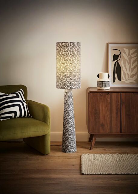 ValueLights Bertie Leopard Print Full Fabric Midi Floor Lamp in Tan - image 1