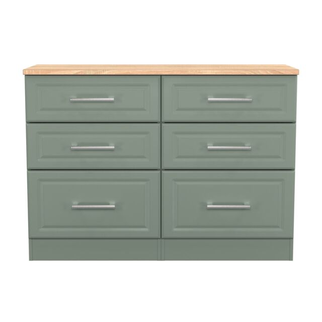 Ready Assembled 2 U Norfolk 6 Drawer Wide Chest (Ready Assembled) in Pale Green - image 1