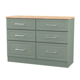 Ready Assembled 2 U Norfolk 6 Drawer Wide Chest (Ready Assembled) in Pale Green - thumbnail 3