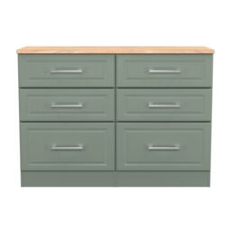 Ready Assembled 2 U Norfolk 6 Drawer Wide Chest (Ready Assembled) in Pale Green - thumbnail 1