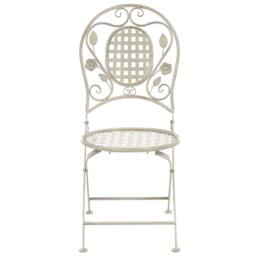 Wyld and Coco Provencal Co Garden Chair Set 2 Distressed Off-White Foldable Iron in White - thumbnail 5