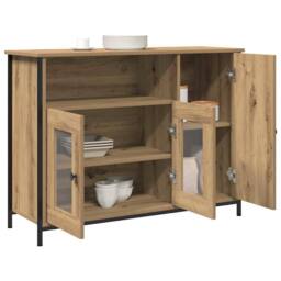Berkfield Home Sideboard Artisan Oak 100x35x75 cm Engineered Wood in Brown - Size: 100 x 35 x 75 cm - thumbnail 1