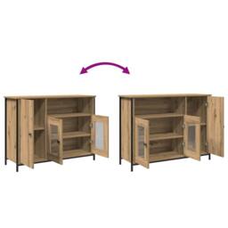 Berkfield Home Sideboard Artisan Oak 100x35x75 cm Engineered Wood in Brown - Size: 100 x 35 x 75 cm - thumbnail 9