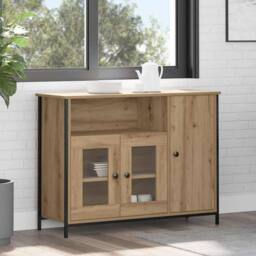 Berkfield Home Sideboard Artisan Oak 100x35x75 cm Engineered Wood in Brown - Size: 100 x 35 x 75 cm - thumbnail 2