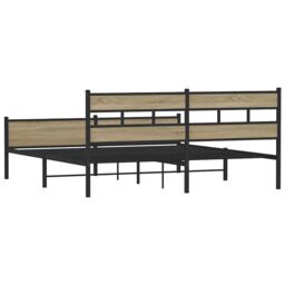 Berkfield Home Metal Bed Frame without Mattress Sonoma Oak 180x200 cm Super King in Brown - thumbnail 6