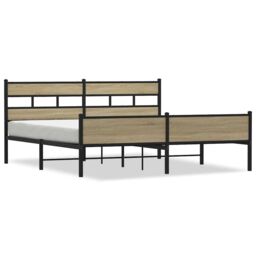 Berkfield Home Metal Bed Frame without Mattress Sonoma Oak 180x200 cm Super King in Brown - thumbnail 2