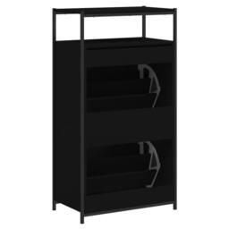 Berkfield Home Shoe Cabinet Black 60x34x112 cm Engineered Wood - Size: 60 x 34 x 112 cm - thumbnail 7