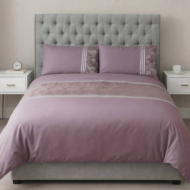 Voltico Mauve Velvet Panel Duvet Set - Single, Double & King - image 1