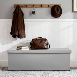 simpa XL Fold Flat Brushed Velvet Ottoman Storage in Light Grey - thumbnail 1