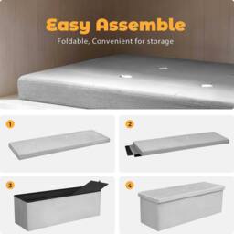simpa XL Fold Flat Brushed Velvet Ottoman Storage in Light Grey - thumbnail 4