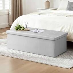 simpa XL Fold Flat Brushed Velvet Ottoman Storage in Light Grey - thumbnail 7
