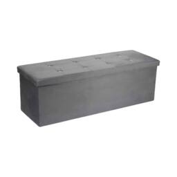 simpa XL Fold Flat Brushed Velvet Ottoman Storage in Light Grey - thumbnail 2