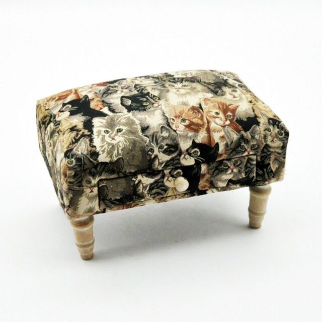 Minster Cat Print Design Footstool with Drawer - L25 x W45 x H28 cm - Size: 1 Pack - image 1