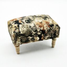 Minster Cat Print Design Footstool with Drawer - L25 x W45 x H28 cm - Size: 1 Pack - thumbnail 1