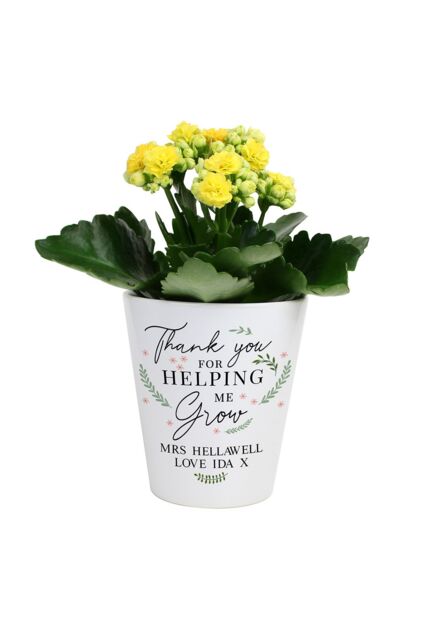 Personalised Memento Company Personalised Thank You For Helping Me Grow Plant Pot in White - image 1