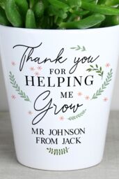 Personalised Memento Company Personalised Thank You For Helping Me Grow Plant Pot in White - thumbnail 3