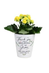 Personalised Memento Company Personalised Thank You For Helping Me Grow Plant Pot in White - thumbnail 1