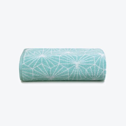 Allure Bath Fashions Geometric Design Jacquard Bath Towel in Duck Egg Blue
