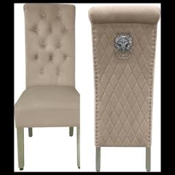 HOME LUXE INTERIOR Pair of 2 Sofia Beige ( Mink ) Lion Knocker Chairs - Size: 1 Seater - thumbnail 1