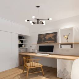 NIVOR 8 Light Sputnik Chandelier, Adjustable Black Modern Pendant Light E27 - thumbnail 5