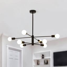 NIVOR 8 Light Sputnik Chandelier, Adjustable Black Modern Pendant Light E27