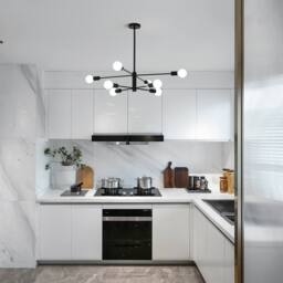 NIVOR 8 Light Sputnik Chandelier, Adjustable Black Modern Pendant Light E27 - thumbnail 7