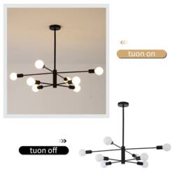 NIVOR 8 Light Sputnik Chandelier, Adjustable Black Modern Pendant Light E27 - thumbnail 3