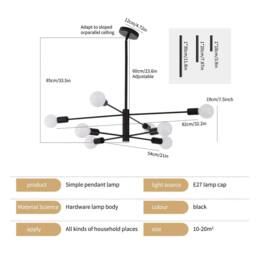 NIVOR 8 Light Sputnik Chandelier, Adjustable Black Modern Pendant Light E27 - thumbnail 2