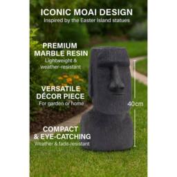 SPETLEK Garden Decor Moai Ornament 40cm Anthracite in Grey - thumbnail 5