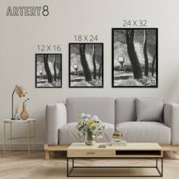 "Artery8 The Gambler Charcoal Painting Redon Black Framed Canvas Wall Art in Grey - Size: W12"" x H16""" - thumbnail 4