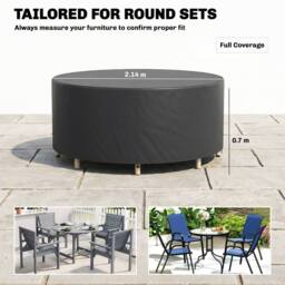 OUTSUNNY Round Garden Furniture Cover Waterproof Dia.214 x 70 cm, Black - Size: 214 x 70 cm - thumbnail 3