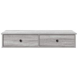 Berkfield Home Wall Shelf with Drawers Grey Sonoma 100x37.5x19 cm Engineered Wood - thumbnail 4