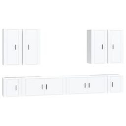 Berkfield Home 8 Piece TV Cabinet Set White Engineered Wood - thumbnail 2
