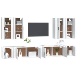 Berkfield Home 8 Piece TV Cabinet Set White Engineered Wood - thumbnail 3