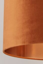Lighting Collection Burnt Orange Velvet Drum Shade Copper Inner D50Cm Lamp Shade - thumbnail 4