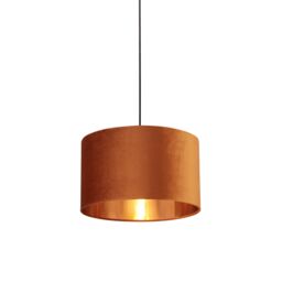 Lighting Collection Burnt Orange Velvet Drum Shade Copper Inner D50Cm Lamp Shade - thumbnail 3