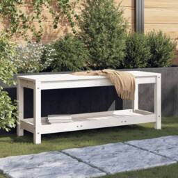 Berkfield Home Garden Bench White 108x35x45 cm Solid Wood Pine - Size: 108 x 35 x 45 cm - thumbnail 2