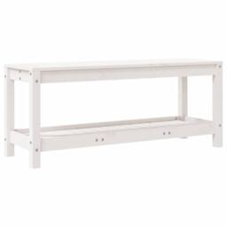 Berkfield Home Garden Bench White 108x35x45 cm Solid Wood Pine - Size: 108 x 35 x 45 cm - thumbnail 1