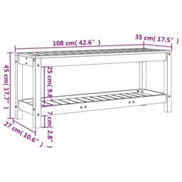 Berkfield Home Garden Bench White 108x35x45 cm Solid Wood Pine - Size: 108 x 35 x 45 cm - thumbnail 9