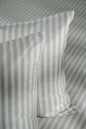 Soak&Sleep Misty Green Herringbone Stripe Cotton 30cm Fitted Sheet - Size: Double - thumbnail 4